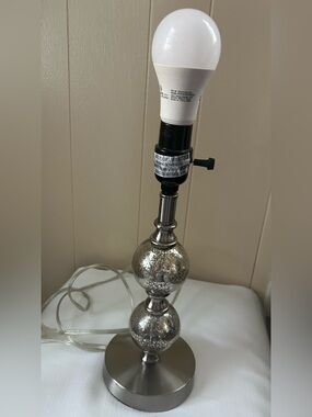 Silver Mercury Glass Double Ball Table Lamp